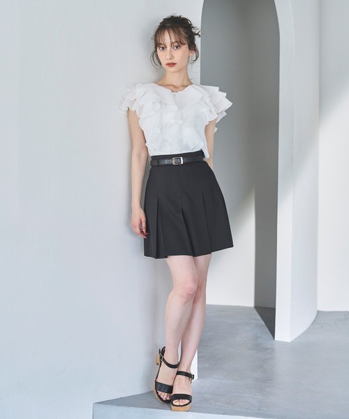 31 Sons de mode（トランテアン　ソン　ドゥ　モード）の「2025春夏新作 シアーフリルブラウス（シャツ/ブラウス・レディース・オフホワイト/ブラック/カーキ/ライトグレー・ﾌﾘ-）」の18枚目の写真