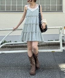 【3色展開】ティアードミニキャミワンピース