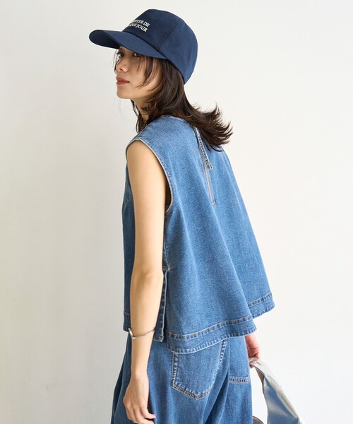 【UVカット/遮熱】UNFILO DENIM LIGHT ノースリーブブラウス UVカット/遮熱】UNFILO DENIM LIGHT ノースリーブブラウス