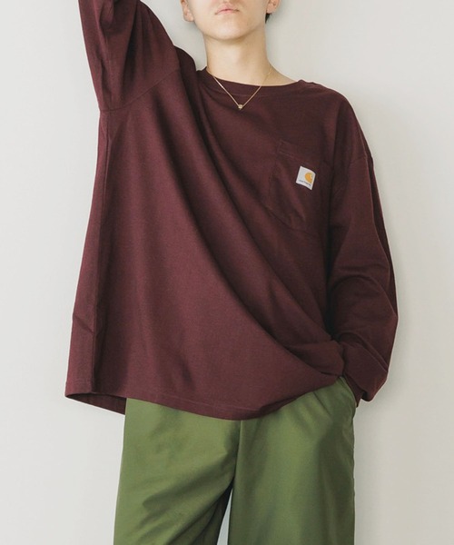 Carhartt(カーハート)の「Carhartt/カーハート WORKER POCKET LS T-SHIRTS ロングスリーブT ビッグシルエット 長袖 ロンT 秋服 2026年秋冬(Tシャツ/カットソー・メンズ・チャコール/ヘザーグレー/ブラック/バーガンディー/ダークブラウン/ホワイト/ネイビー・S/L/M/XL)」の7枚目の写真