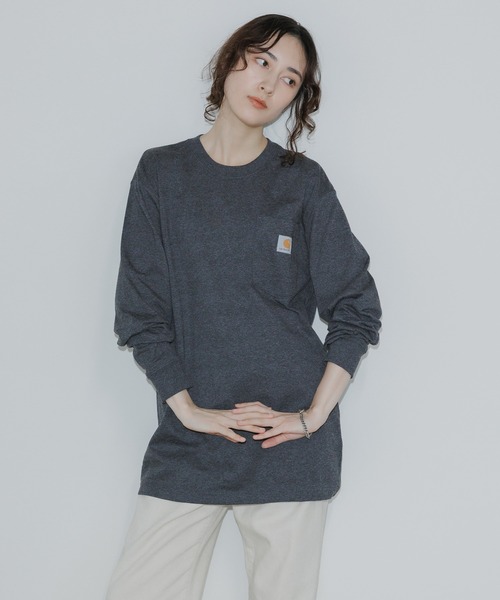 Carhartt(カーハート)の「Carhartt/カーハート WORKER POCKET LS T-SHIRTS ロングスリーブT ビッグシルエット 長袖 ロンT 秋服 2026年秋冬(Tシャツ/カットソー・メンズ・チャコール/ヘザーグレー/ブラック/バーガンディー/ダークブラウン/ホワイト/ネイビー・S/L/M/XL)」の9枚目の写真