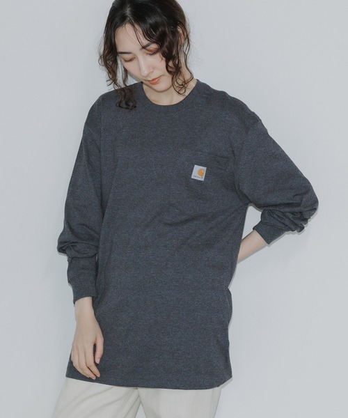 Carhartt(カーハート)の「Carhartt/カーハート WORKER POCKET LS T-SHIRTS ロングスリーブT ビッグシルエット 長袖 ロンT 秋服 2026年秋冬(Tシャツ/カットソー・メンズ・チャコール/ヘザーグレー/ブラック/バーガンディー/ダークブラウン/ホワイト/ネイビー・S/L/M/XL)」の14枚目の写真