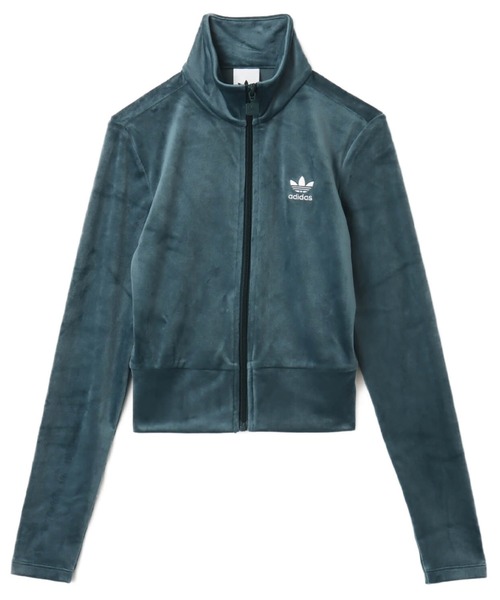 adidas(アディダス)の「adidas Essentials Velvet Fitted Track Top / アディダス エッセンシャルズ ベルベット フィッティド トラックトップ(ジャージ・レディース・グリーン・S/L/M)」の1枚目の写真