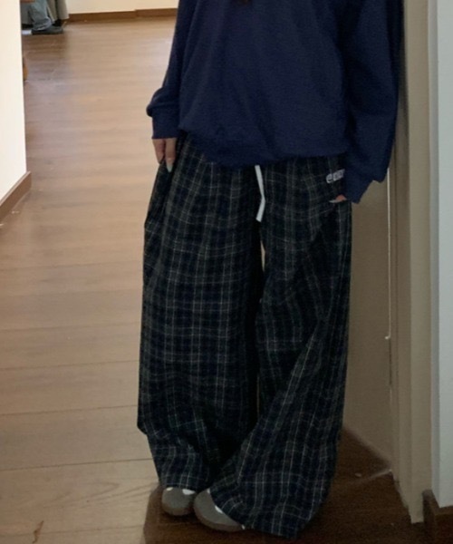 SHEPP（シープ）の「ワンポイントダブルウエストチェックパンツ（スラックス・レディース・グレー・M/L）」の4枚目の写真