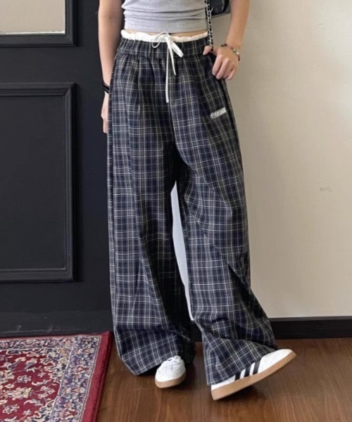 SHEPP（シープ）の「ワンポイントダブルウエストチェックパンツ（スラックス・レディース・グレー・M/L）」の7枚目の写真