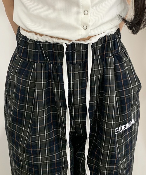 SHEPP（シープ）の「ワンポイントダブルウエストチェックパンツ（スラックス・レディース・グレー・M/L）」の9枚目の写真