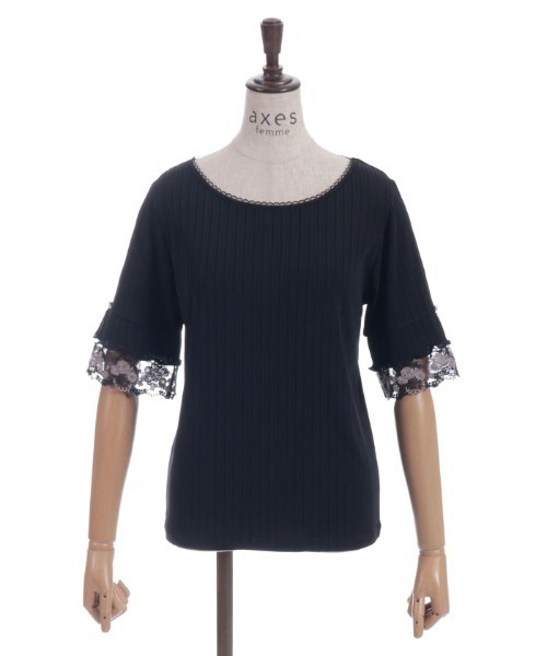 axes femme(アクシーズファム)の「カラーチュールレースプルオーバー(Tシャツ/カットソー・レディース・パープル/ブラック/キナリ/グリーン・FREE)」の17枚目の写真