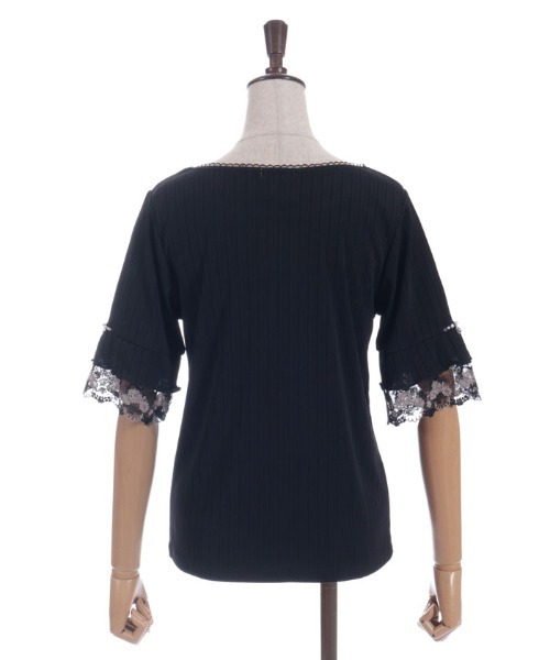 axes femme(アクシーズファム)の「カラーチュールレースプルオーバー(Tシャツ/カットソー・レディース・パープル/ブラック/キナリ/グリーン・FREE)」の7枚目の写真