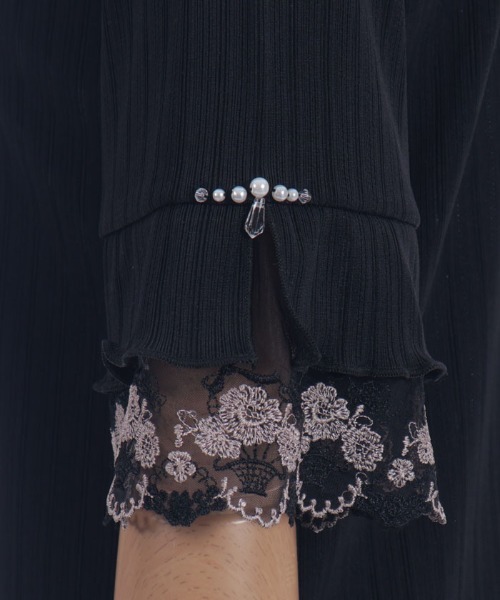 axes femme(アクシーズファム)の「カラーチュールレースプルオーバー(Tシャツ/カットソー・レディース・パープル/ブラック/キナリ/グリーン・FREE)」の11枚目の写真