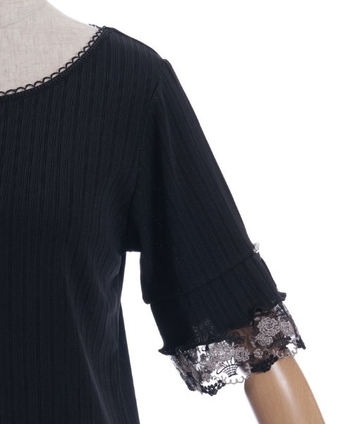 axes femme(アクシーズファム)の「カラーチュールレースプルオーバー(Tシャツ/カットソー・レディース・パープル/ブラック/キナリ/グリーン・FREE)」の5枚目の写真