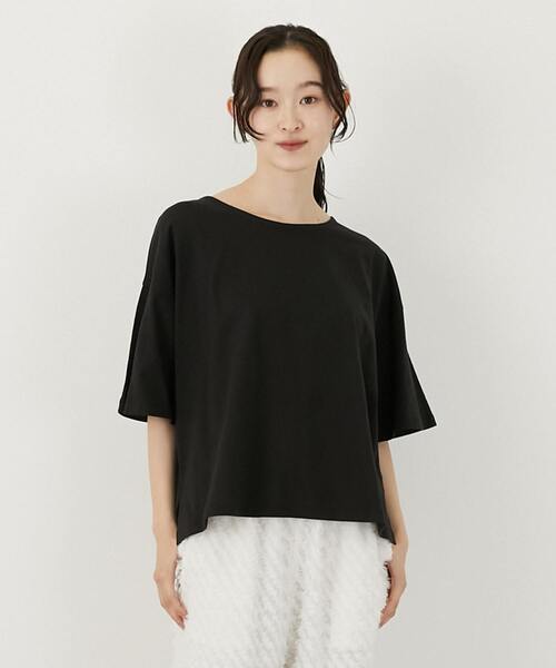 LOGEMENT DE CLAIRE(ロジュモンドクレール)の「バックリボン5分袖プルオーバー(Tシャツ/カットソー・レディース・ブラック/オフホワイト/ブルー・FREE)」の3枚目の写真