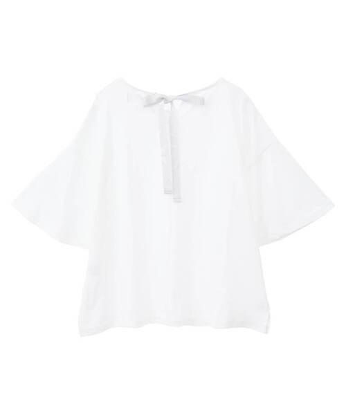LOGEMENT DE CLAIRE(ロジュモンドクレール)の「バックリボン5分袖プルオーバー(Tシャツ/カットソー・レディース・ブラック/オフホワイト/ブルー・FREE)」の8枚目の写真
