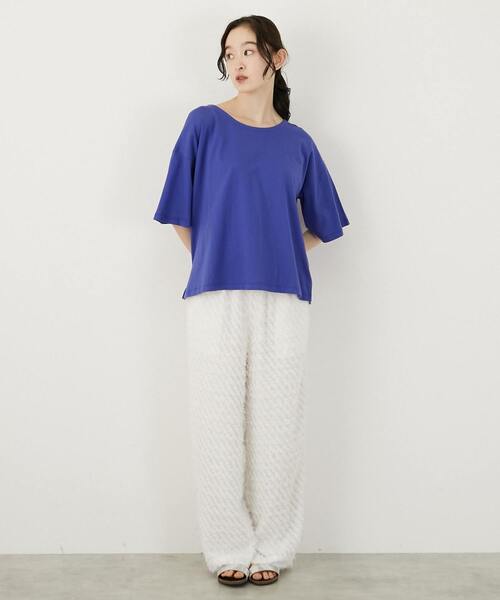 LOGEMENT DE CLAIRE(ロジュモンドクレール)の「バックリボン5分袖プルオーバー(Tシャツ/カットソー・レディース・ブラック/オフホワイト/ブルー・FREE)」の13枚目の写真