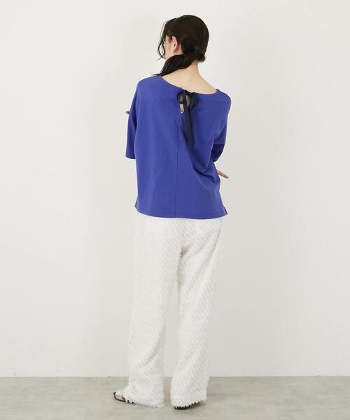 LOGEMENT DE CLAIRE(ロジュモンドクレール)の「バックリボン5分袖プルオーバー(Tシャツ/カットソー・レディース・ブラック/オフホワイト/ブルー・FREE)」の15枚目の写真
