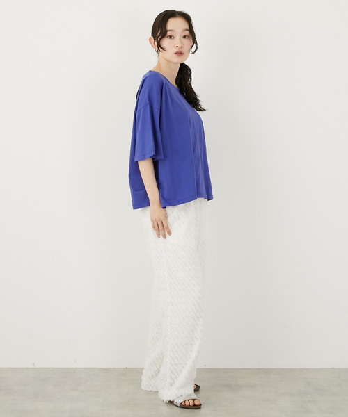 LOGEMENT DE CLAIRE(ロジュモンドクレール)の「バックリボン5分袖プルオーバー(Tシャツ/カットソー・レディース・ブラック/オフホワイト/ブルー・FREE)」の16枚目の写真