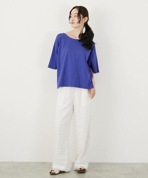 LOGEMENT DE CLAIRE(ロジュモンドクレール)の「バックリボン5分袖プルオーバー(Tシャツ/カットソー・レディース・ブラック/オフホワイト/ブルー・FREE)」の17枚目の写真