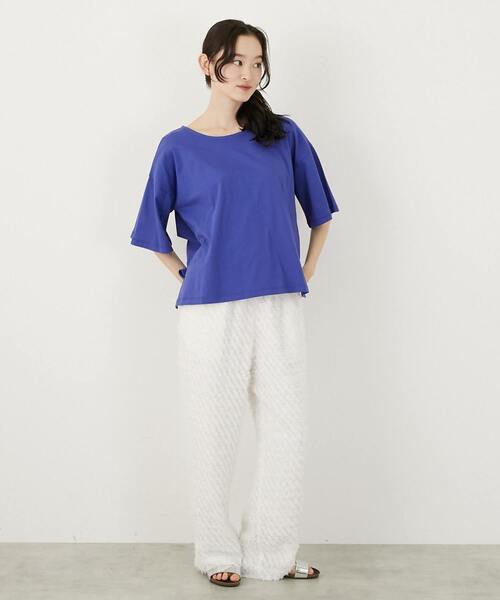 LOGEMENT DE CLAIRE(ロジュモンドクレール)の「バックリボン5分袖プルオーバー(Tシャツ/カットソー・レディース・ブラック/オフホワイト/ブルー・FREE)」の18枚目の写真