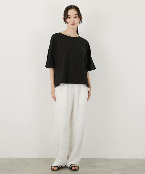 LOGEMENT DE CLAIRE(ロジュモンドクレール)の「バックリボン5分袖プルオーバー(Tシャツ/カットソー・レディース・ブラック/オフホワイト/ブルー・FREE)」の20枚目の写真