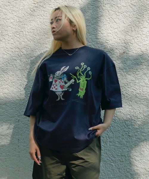 BACANCES ALL INCLUSIVE（バカンサスオールインクルーシブ）の「BLC S/S T [ALC RABBIT]（Tシャツ/カットソー・メンズ・ホワイト/ネイビー・L/XL）」の4枚目の写真
