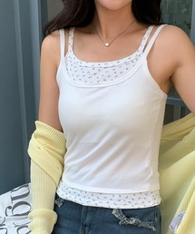 カップ付きフェイクレイヤードリブキャミソール