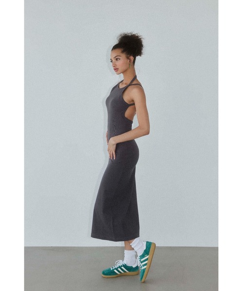 アリシアスタン ウェルネス ワンピース Wellness Open Back Rib Long Dress /パッドinオープンバック