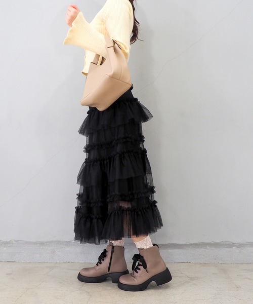 byあしながおじさん(バイアシナガオジサン)の「厚底レースアップブーツ 8710617(ブーツ・レディース・アイボリー/ダークベージュ/ブラック・S/M/L/LL)」の8枚目の写真