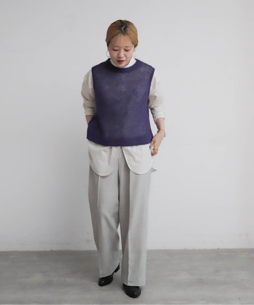 NOMBRE IMPAIR（ノンブルアンペール）の「モヘヤレイヤード　リバーシブルベスト（ベスト・レディース・イエロー/パープル・FREE）」の7枚目の写真