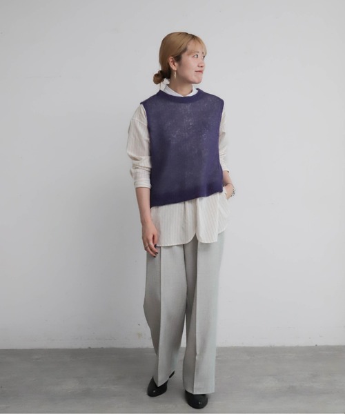 NOMBRE IMPAIR（ノンブルアンペール）の「モヘヤレイヤード　リバーシブルベスト（ベスト・レディース・イエロー/パープル・FREE）」の8枚目の写真