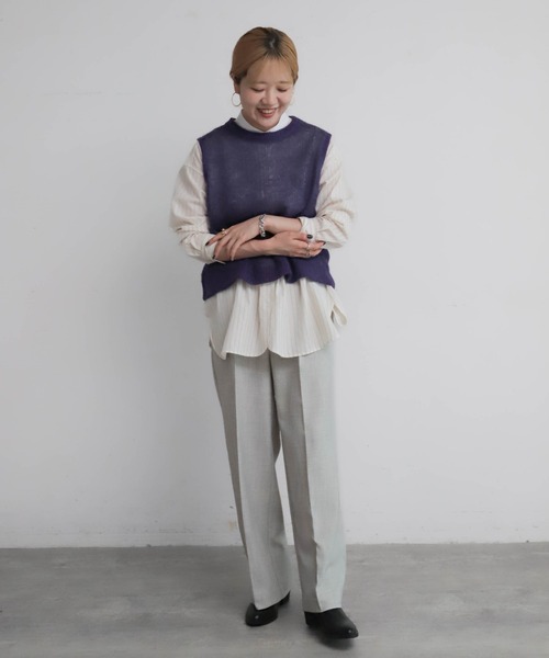 NOMBRE IMPAIR（ノンブルアンペール）の「モヘヤレイヤード　リバーシブルベスト（ベスト・レディース・イエロー/パープル・FREE）」の4枚目の写真