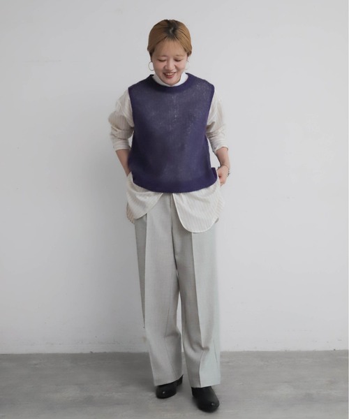 NOMBRE IMPAIR（ノンブルアンペール）の「モヘヤレイヤード　リバーシブルベスト（ベスト・レディース・イエロー/パープル・FREE）」の3枚目の写真