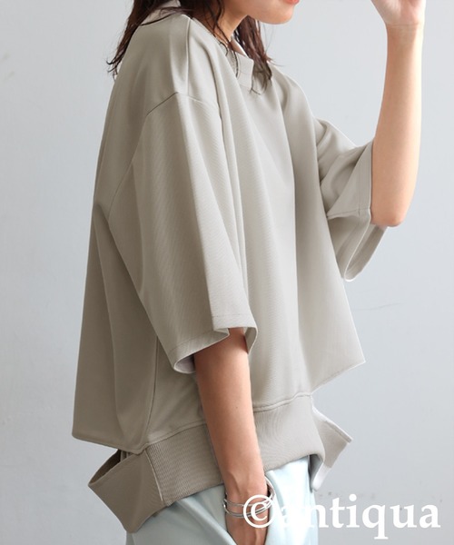 antiqua(アンティカ)の「アシメネックトップス(Tシャツ/カットソー・レディース・ベージュ/ブラック/ブルー系その他/グレー・ONESIZE)」の22枚目の写真