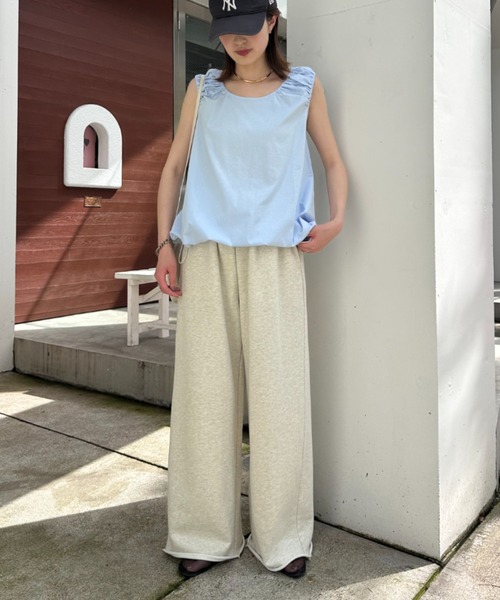 CIAOPANIC TYPY（チャオパニックティピー）の「ギャザードロストノースリーブブラウスTee（Tシャツ/カットソー・レディース・レッド/オフホワイト/サックスブルー/ブラック・ONE SIZE）」の22枚目の写真