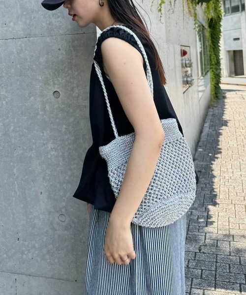 CIAOPANIC TYPY（チャオパニックティピー）の「ギャザードロストノースリーブブラウスTee（Tシャツ/カットソー・レディース・レッド/オフホワイト/サックスブルー/ブラック・ONE SIZE）」の9枚目の写真