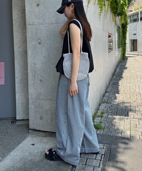 CIAOPANIC TYPY（チャオパニックティピー）の「ギャザードロストノースリーブブラウスTee（Tシャツ/カットソー・レディース・レッド/オフホワイト/サックスブルー/ブラック・ONE SIZE）」の6枚目の写真