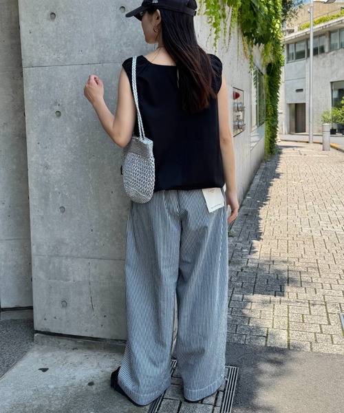 CIAOPANIC TYPY（チャオパニックティピー）の「ギャザードロストノースリーブブラウスTee（Tシャツ/カットソー・レディース・レッド/オフホワイト/サックスブルー/ブラック・ONE SIZE）」の5枚目の写真