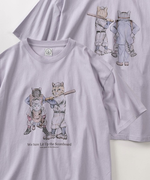 make a ray!(メイク ア レイ!)の「【84】フロント&バック アニマル スケッチ グラフィック 半袖Tシャツ/オーバーサイズ(Tシャツ/カットソー・メンズ・ホワイト系その他/ラベンダー/サックスブルー/ホワイト・M/L)」の4枚目の写真