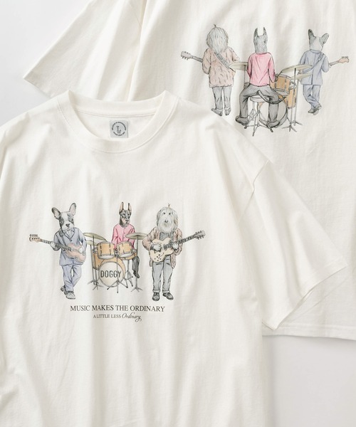 make a ray!(メイク ア レイ!)の「【84】フロント&バック アニマル スケッチ グラフィック 半袖Tシャツ/オーバーサイズ(Tシャツ/カットソー・メンズ・ホワイト系その他/ラベンダー/サックスブルー/ホワイト・M/L)」の2枚目の写真