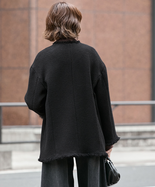 macさま今期定価49,500円　レサージュ　GIOLICA　ビッグジャケット GIOLICAツイードBIGジャケット（ノーカラージャケット）｜journal