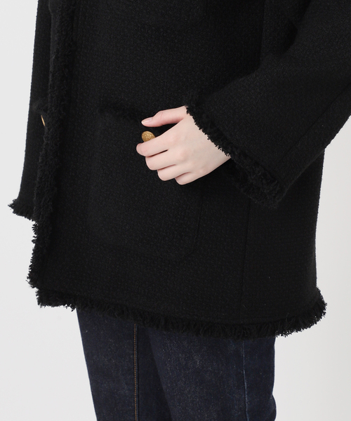 ジャーナルスタンダードレサージュ♡GIOLICAツイード BIGジャケット 黒 ジャーナルスタンダード レサージュ JOURNAL STANDARD L'ESSAGE