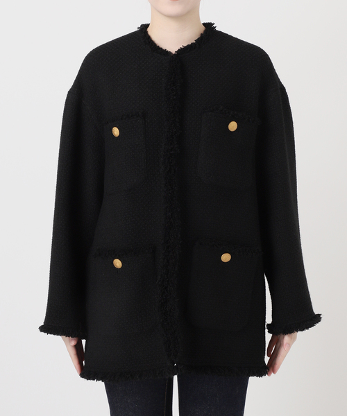 GIOLICAツイードBIGジャケット（ノーカラージャケット