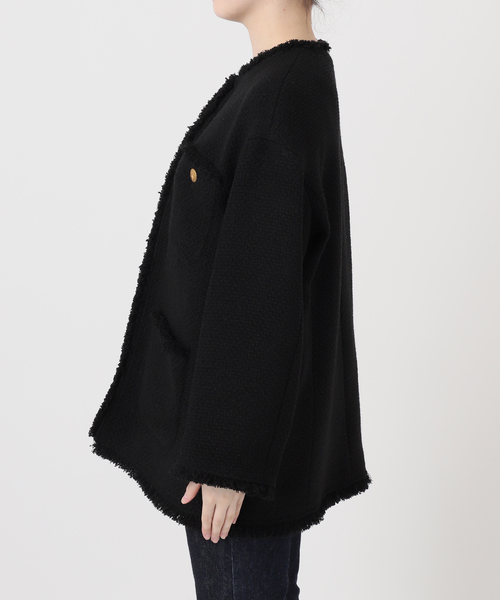 journal standard L'essage（ジャーナルスタンダードレサージュ）の「GIOLICAツイードBIGジャケット（ノーカラージャケット・レディース・ブラック・FREE）」の16枚目の写真