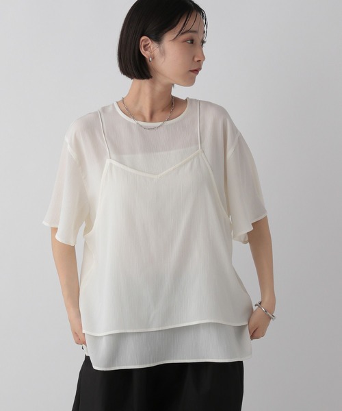 LOWRYS FARM(ローリーズファーム)の「キャミ2Pセットシャツ 572737(シャツ/ブラウス・レディース・ブラック/アイボリー/ブルー・FREE)」の2枚目の写真