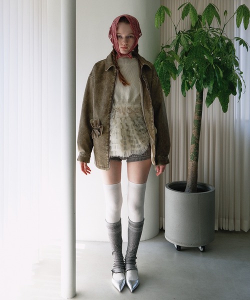HONEY MI HONEY(ハニーミーハニー)の「tulle tiered knit pullover(ニット/セーター・レディース・オフホワイト/グレー/ブラック・FREE)」の4枚目の写真