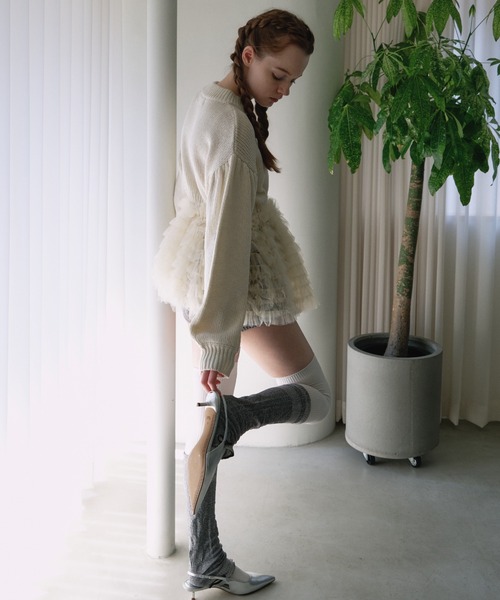HONEY MI HONEY(ハニーミーハニー)の「tulle tiered knit pullover(ニット/セーター・レディース・オフホワイト/グレー/ブラック・FREE)」の7枚目の写真