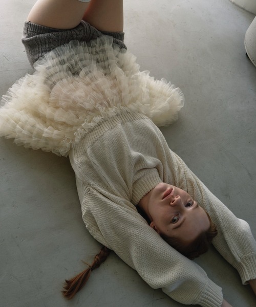 HONEY MI HONEY(ハニーミーハニー)の「tulle tiered knit pullover(ニット/セーター・レディース・オフホワイト/グレー/ブラック・FREE)」の8枚目の写真