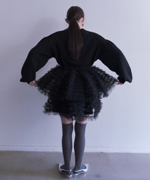 HONEY MI HONEY(ハニーミーハニー)の「tulle tiered knit pullover(ニット/セーター・レディース・オフホワイト/グレー/ブラック・FREE)」の15枚目の写真
