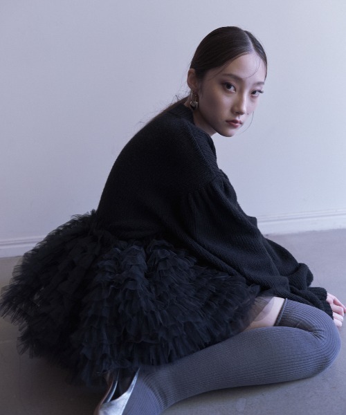 HONEY MI HONEY(ハニーミーハニー)の「tulle tiered knit pullover(ニット/セーター・レディース・オフホワイト/グレー/ブラック・FREE)」の9枚目の写真