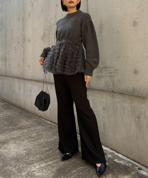 HONEY MI HONEY(ハニーミーハニー)の「tulle tiered knit pullover(ニット/セーター・レディース・オフホワイト/グレー/ブラック・FREE)」の21枚目の写真