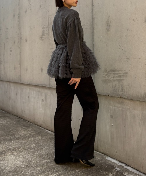 HONEY MI HONEY(ハニーミーハニー)の「tulle tiered knit pullover(ニット/セーター・レディース・オフホワイト/グレー/ブラック・FREE)」の22枚目の写真