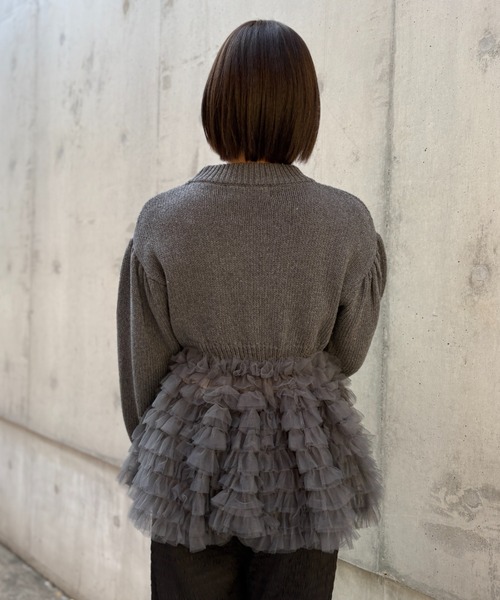 HONEY MI HONEY(ハニーミーハニー)の「tulle tiered knit pullover(ニット/セーター・レディース・オフホワイト/グレー/ブラック・FREE)」の19枚目の写真